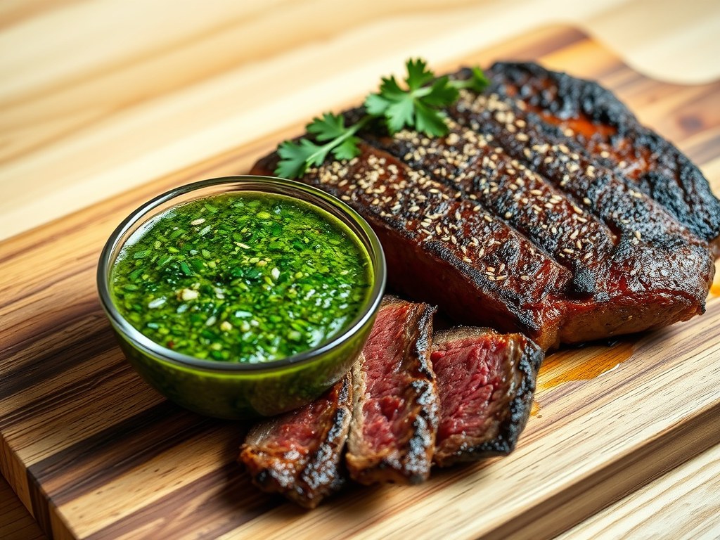 Biefstuk met Chimichurri Dip, AI-gegenereerde illustratie