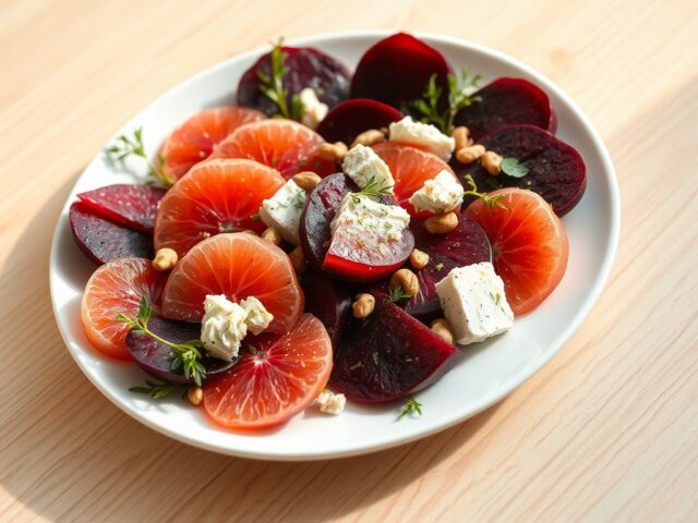 Bietensalade met grapefruit en geitenkaas