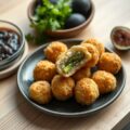 Bitterbal met asperge met een vijgenchutney