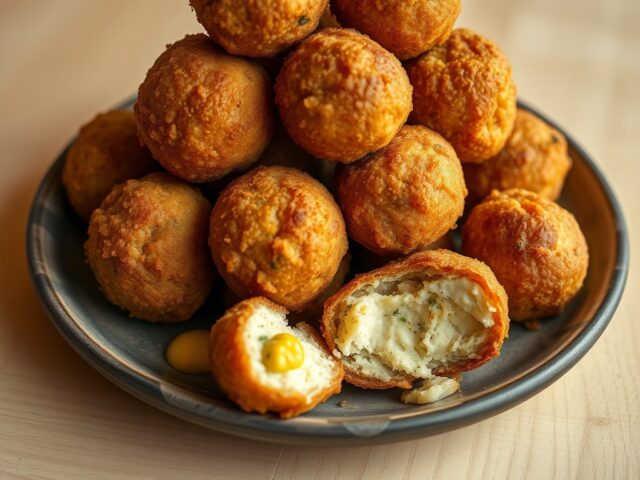 Bitterballen van rivierkreeftjes gepaneerd met no-egg