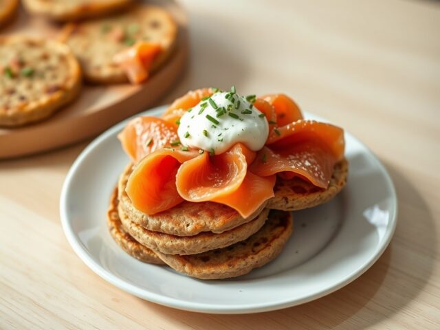 Blini’s van Boekweit-meel met Gerookte Zalm en Mierikswortel