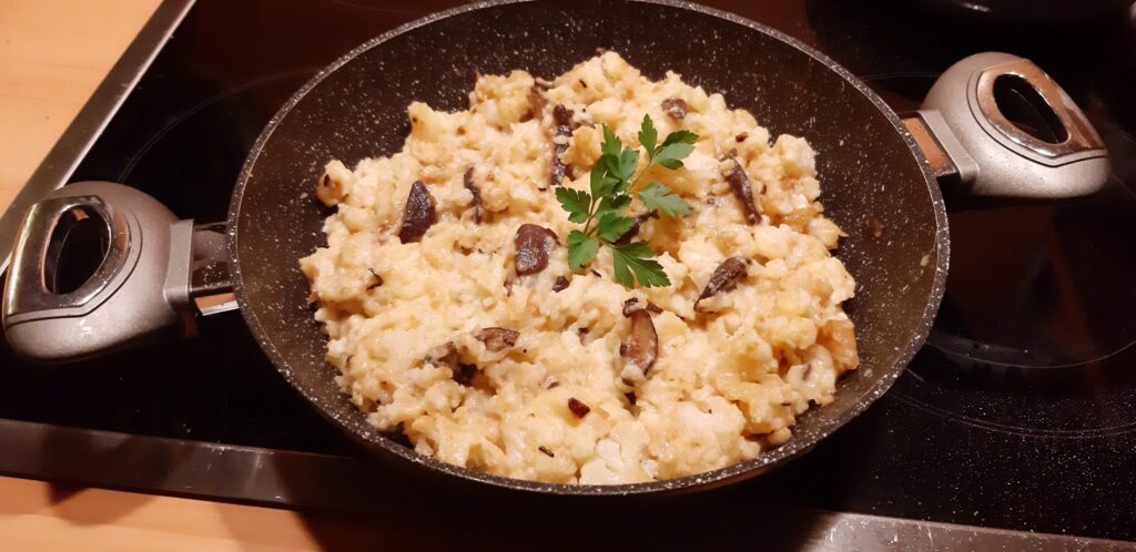 Bloemkool-aardappel stamppot met shiitake