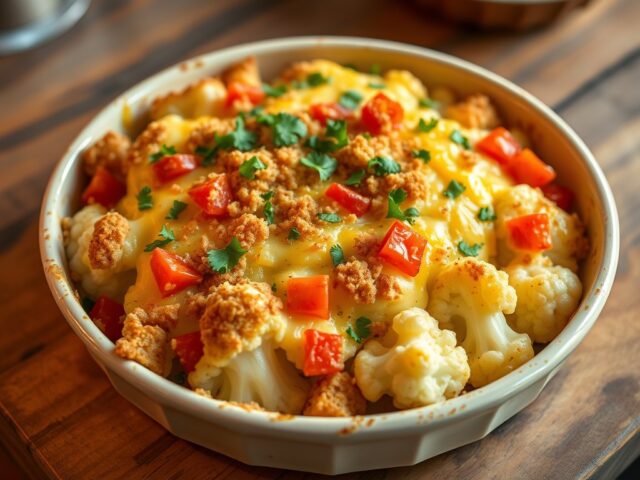 Bloemkool met kaas en paprika