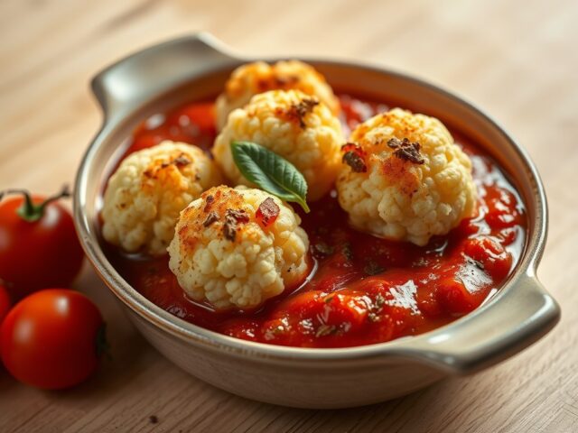 Bloemkoolballetjes in tomatensaus (vegetarisch)
