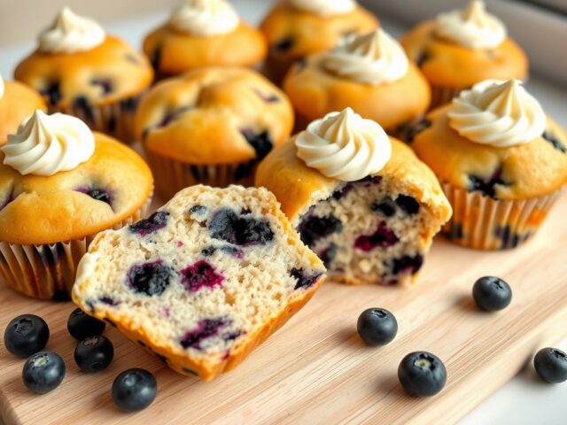 Blueberry muffins met citroenroomkaas