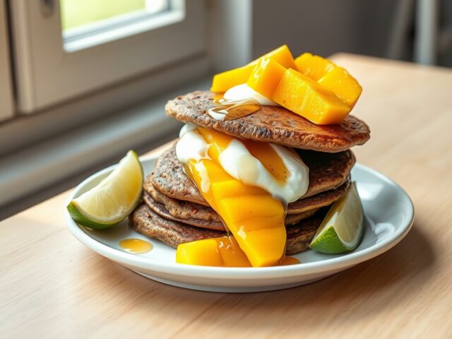Boekweitpannenkoeken met verse mango
