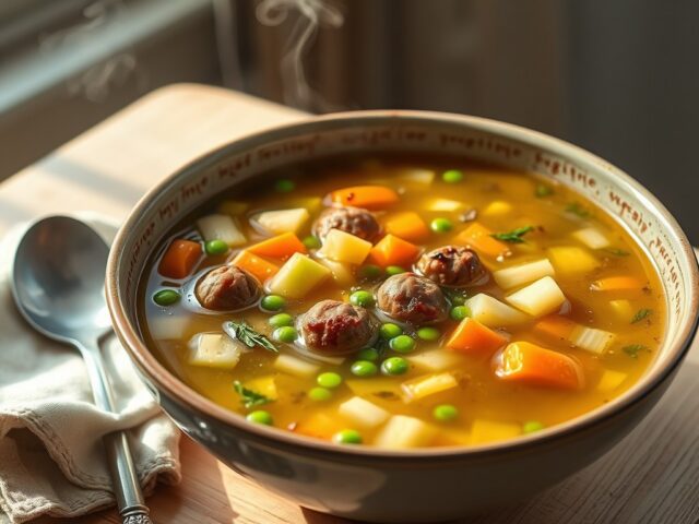 Boerengroentesoep met saucijzenballetjes