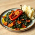 Boerenkool met gepofte paprika en chorizochips