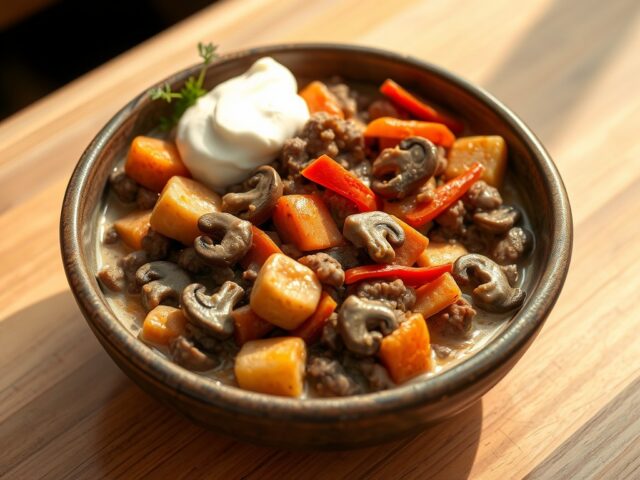 Boeuf Stroganoff van gehakt