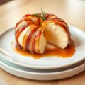 Bombe van brie met bacon en karamelsaus