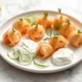 Bonbon van zalm met garnalenpasta