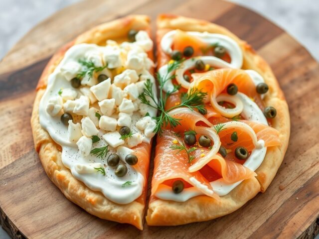 Borrel-Pizza met Geitenkaas en Zalm Duet