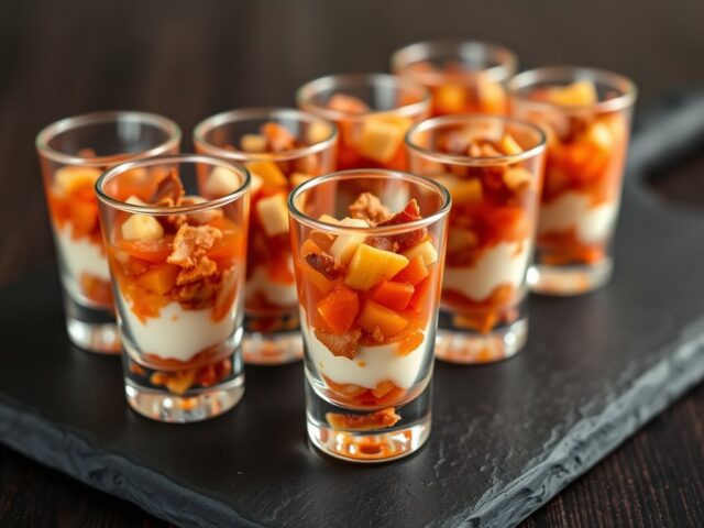 Borrelglaasje paprika- kaas- spekjes