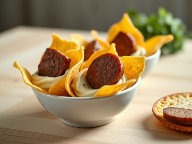 Borrelhapje van chips, apart maar wel lekker!
