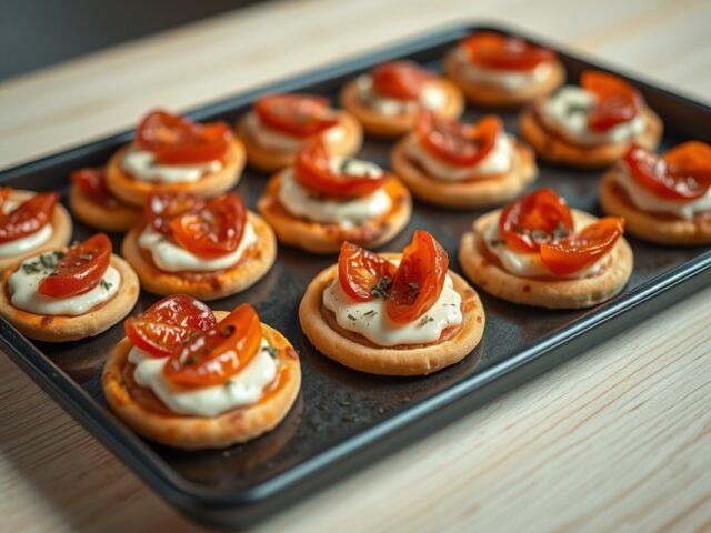 Borrelpizza’s met gekonfijte tomaat en kaas