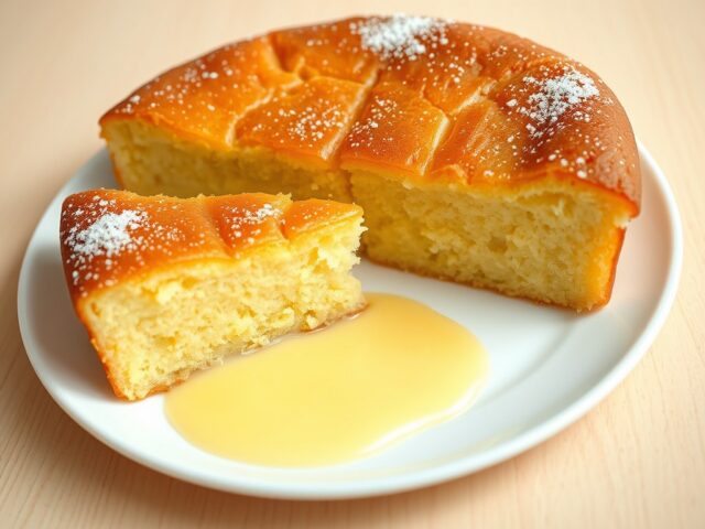 Boterkoek met Rum, custard