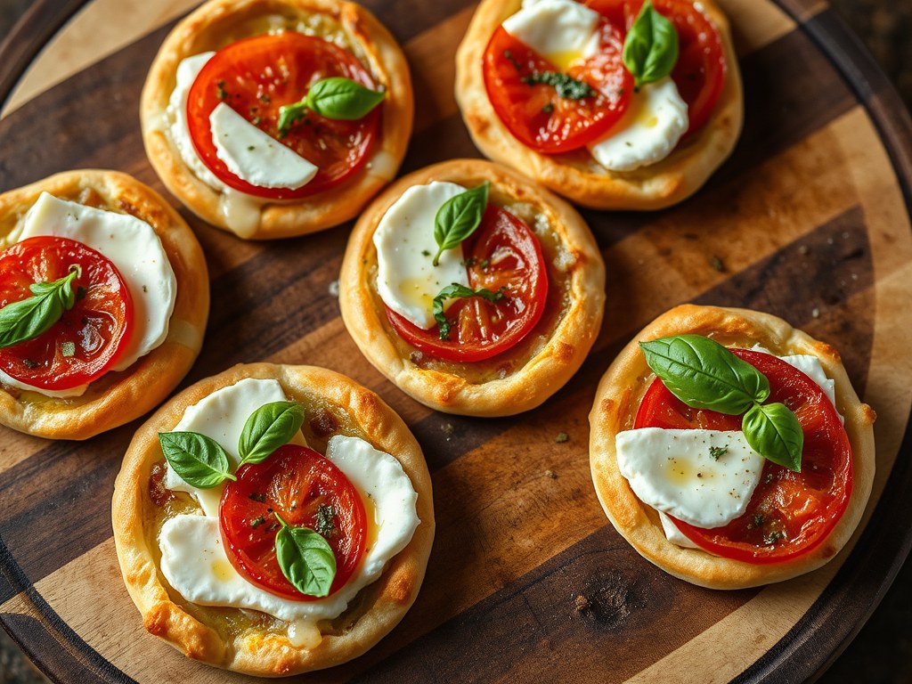 Brie-tomaten pizzaatjes, AI-gegenereerde illustratie