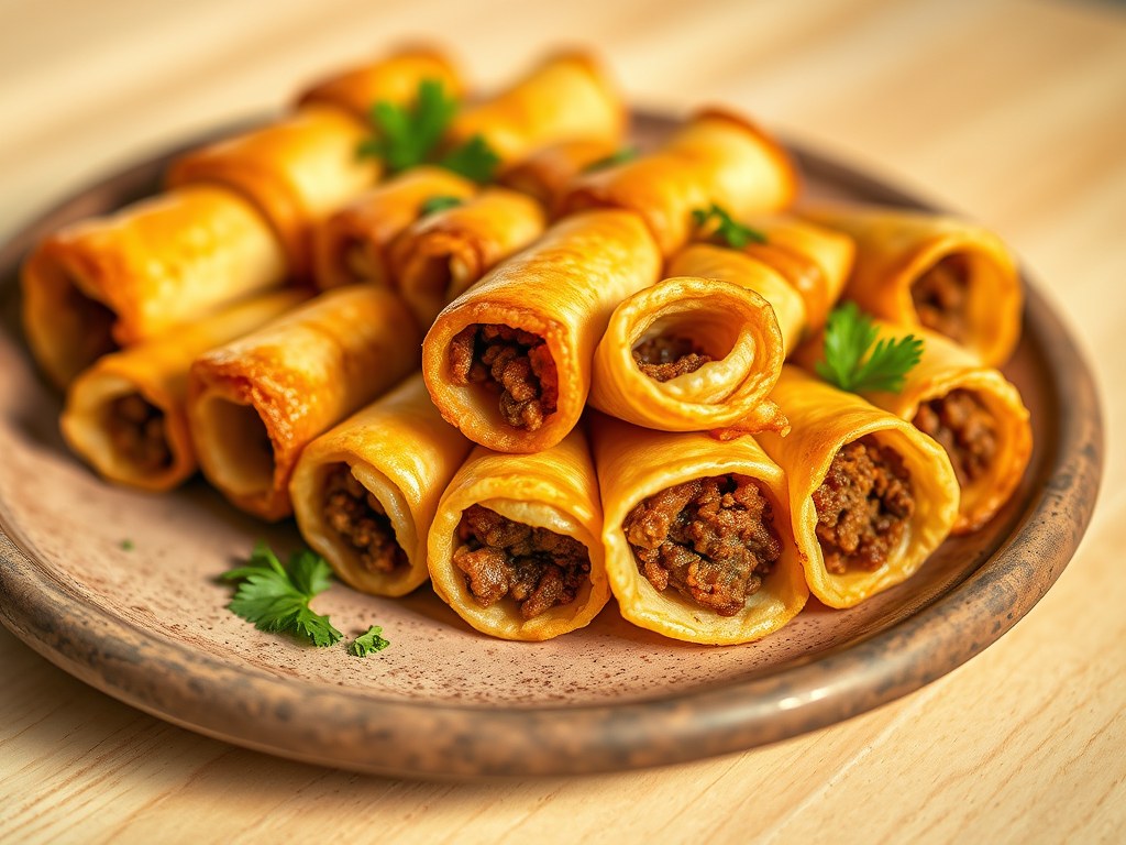 Briouats met kefta, AI-gegenereerde illustratie