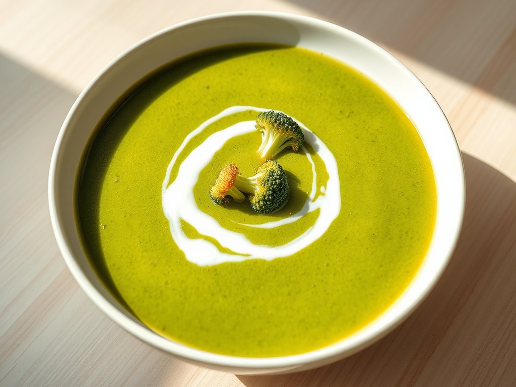 Broccoli-komkommersoep, AI-gegenereerde illustratie