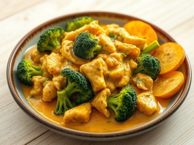 Broccoli met kipkerrieragout