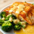 Broccoli met zalm en saffraansaus