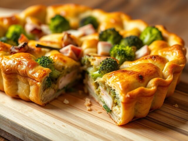 Broccolitaart met ham en gruyére