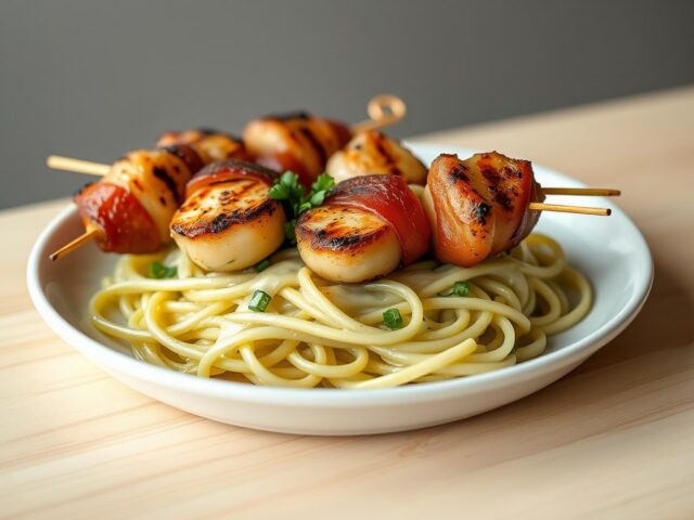 Brochettes van sint-jacobsschelpen