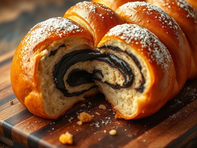 Brood gevuld met chocoladepasta Noir de Noir