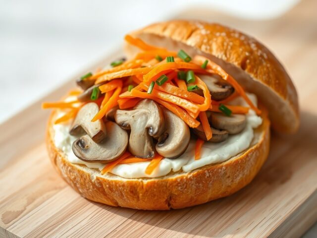 Broodje gezond met wortel en champignon
