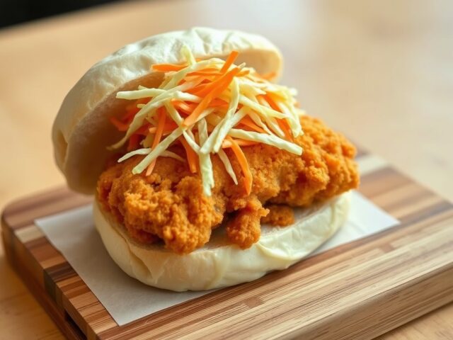 Broodje kibbeling met wortelsla