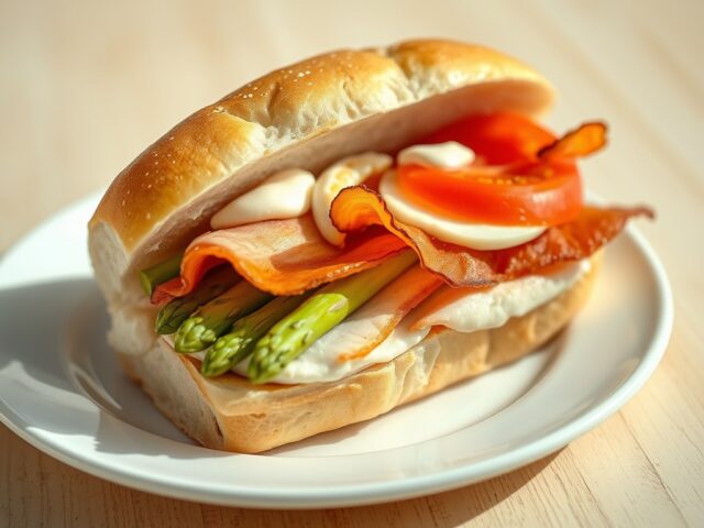 Broodje kip met asperges