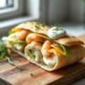 Broodje met zeekraal, garnalen en paling