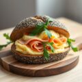 Broodje roerei met rauwe ham