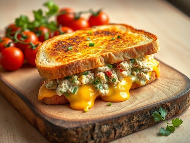 Broodje tonijn met ei en gesmolten kaas (tuna melt)