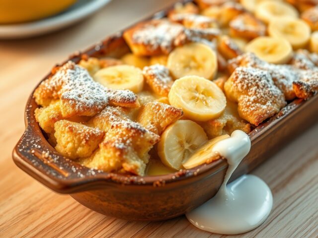 Broodpudding met baileys en banaan