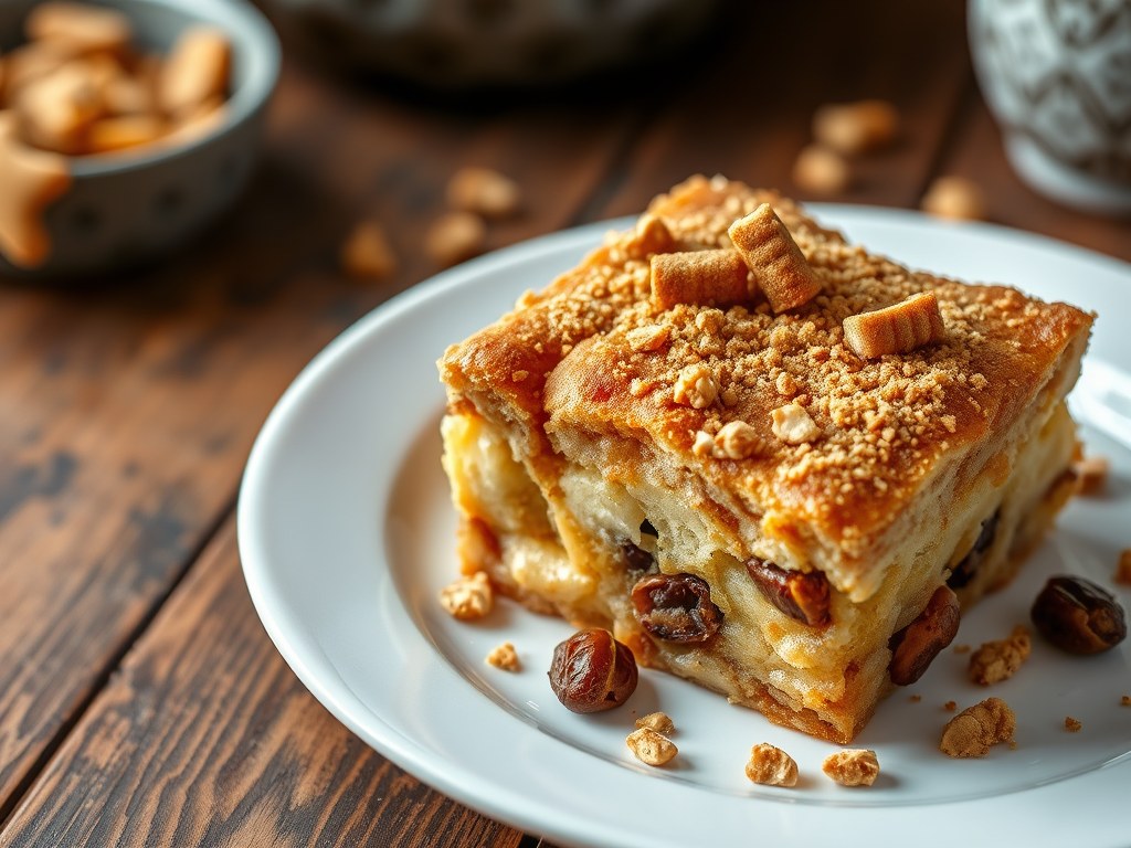 Broodpudding met speculoos, AI-gegenereerde illustratie