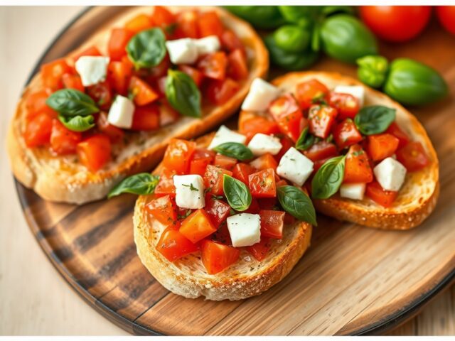 Bruchetta met tomaat, basilicum en mozzarella