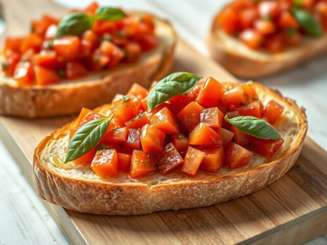 Bruchetta met tomaten en basilicum