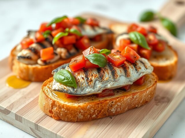 Bruschetta met gegrilde sardines