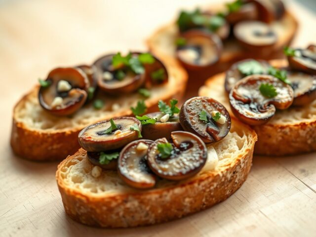 Bruschetta met gemarineerde champignons