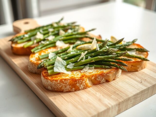 Bruschetta met groene asperges en parmezaanse kaas