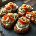 Bruschetta met haring en paprika