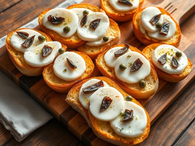 Bruschetta met mozzarella en ansjovis