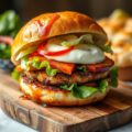 Burger van zeeduivel met mozzarella