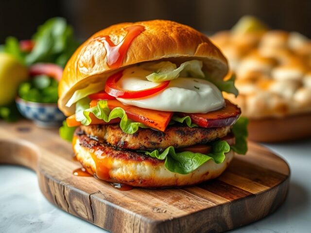 Burger van zeeduivel met mozzarella