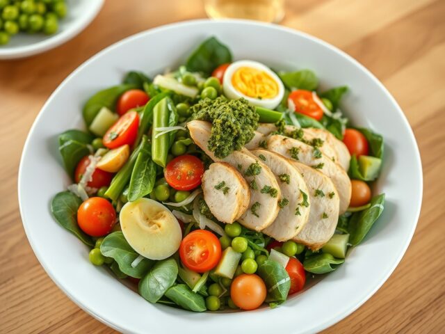 Caesarsalade met kip groene pesto