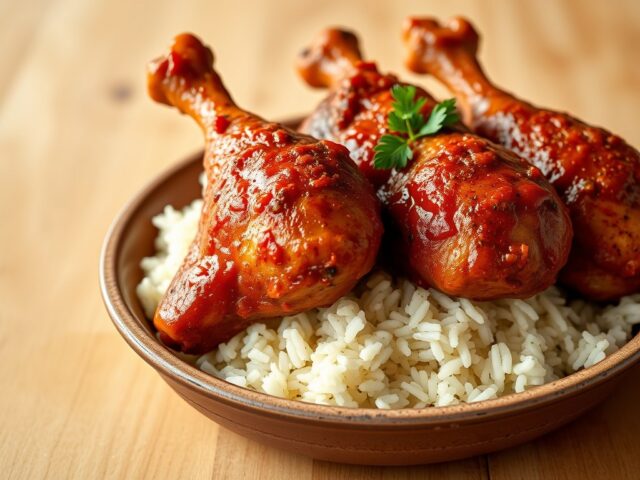 Cajun kip met rijst