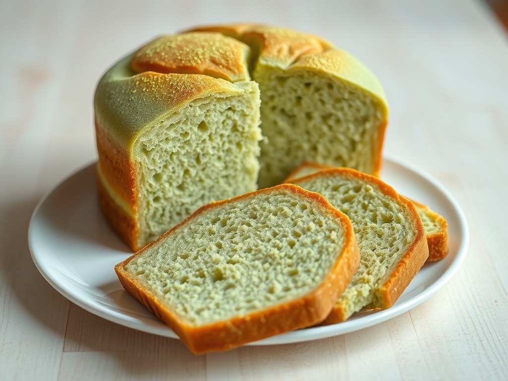 Cake met groene thee, AI-gegenereerde illustratie