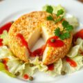 Camembert met aardbeiencoulis