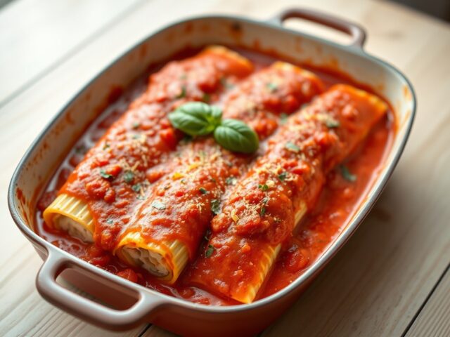 Cannelloni met Ricotta en Napelse Tomatensaus